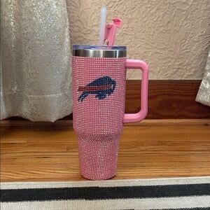 Pink Rhinestone Tumbler with Straw